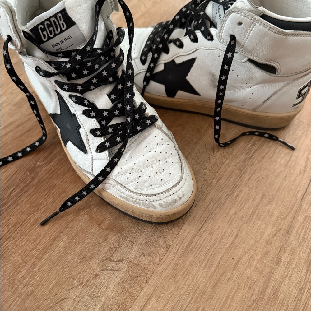 Golden Goose White and Black Sneakers